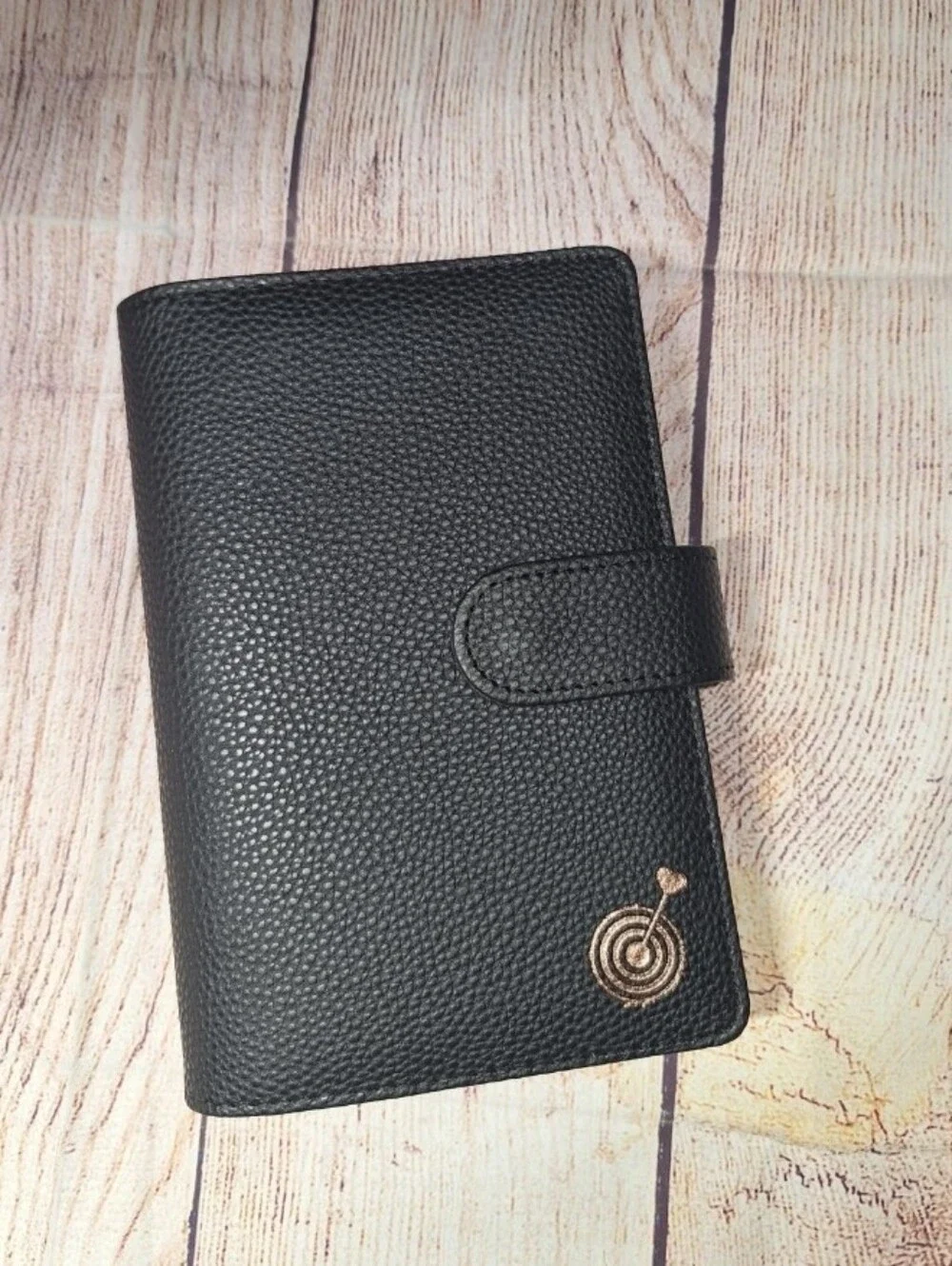 Black A6 Cash Wallet with Rose Gold Rings, Navy Cash Wallet, A6 Budget Binder